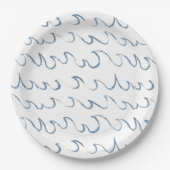 Waves Minimal Abstrakte Hand Drawn Scandi Muster Pappteller (Vorderseite)