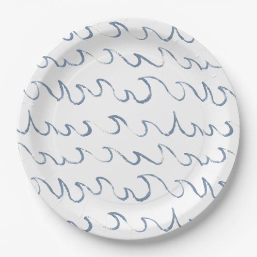 Waves Minimal Abstrakte Hand Drawn Scandi Muster Pappteller (Vorderseite)