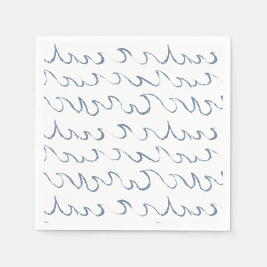 Waves Minimal Abstrakte Hand Drawn Scandi Muster Serviette (Vorderseite)
