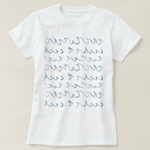 Waves Minimaler Abstrakter, handgezogener Seepatte T-Shirt