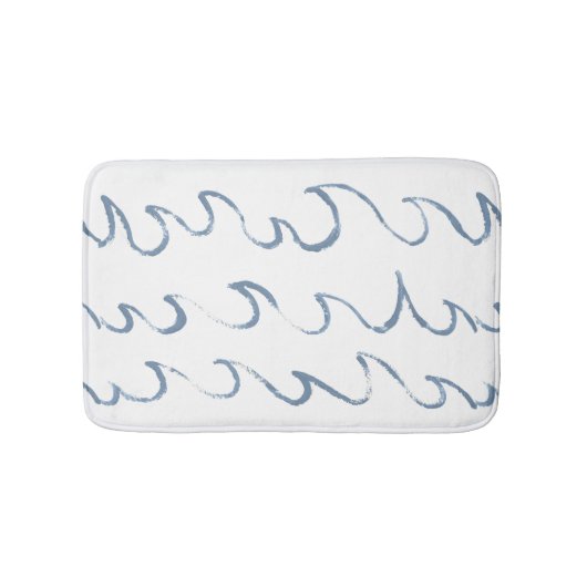 Waves Minimales Abstraktes Hand Drawn Sea Muster Badematte (Vorderseite)