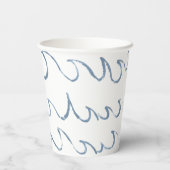 Waves Minimales Abstraktes Hand Drawn Sea Muster Pappbecher (Rückseite)