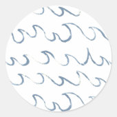 Waves Minimales Abstraktes Hand Drawn Sea Muster Runder Aufkleber (Vorderseite)