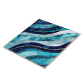 Waves - Mixed Media Blue Abstrakt Fliese (Seite)