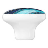 Waves - Mixed Media Blue Abstrakt Keramikknauf (Seitenansicht)
