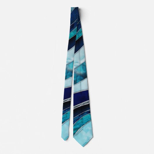 Waves - Mixed Media Blue Abstrakt Krawatte (Rückseite)