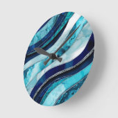 Waves - Mixed Media Blue Abstrakt Runde Wanduhr (Winkel)