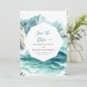 Waves Modern Nautical Wedding Save The Date (Stehend Vorderseite)