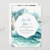 Waves Modern Nautical Wedding Save The Date (Vorne/Hinten)