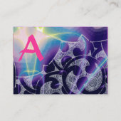 WAVES MONOGRAM FOTO TEMPLATE Pink lila blau Visitenkarte (Rückseite)