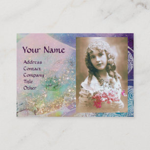 WAVES MONOGRAM FOTO TEMPLATE Pink lila blau Visitenkarte