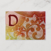 WAVES MONOGRAM FOTO TEMPLATE Pinkgelb braun Visitenkarte (Rückseite)