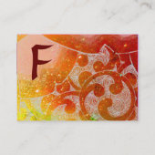 WAVES MONOGRAM FOTO TEMPLATE Pinkgelb braun Visitenkarte (Rückseite)