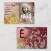 WAVES MONOGRAM FOTO TEMPLATE Pinkgelb braun Visitenkarte (Vorne/Hinten)