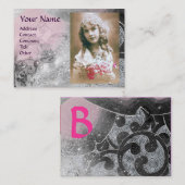 WAVES MONOGRAM FOTO TEMPLATE Schwarz-weiß Visitenkarte (Vorne/Hinten)