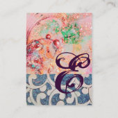 WAVES MONOGRAM FOTOVORLAG, lebhaft, pinkblau Visitenkarte (Rückseite)