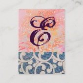 WAVES MONOGRAM FOTOVORLAGE, lebhaft, rosa blau Visitenkarte (Rückseite)