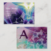 WAVES MONOGRAM, hell, lila blau Visitenkarte (Vorne/Hinten)