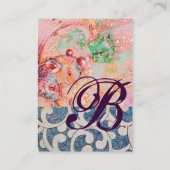 WAVES MONOGRAM , lebhaft, rosa, blaue violette Visitenkarte (Rückseite)