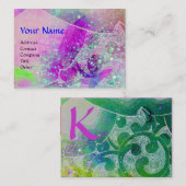 WAVES MONOGRAM, leuchtend lila grün, blau, rosa Visitenkarte (Vorne/Hinten)