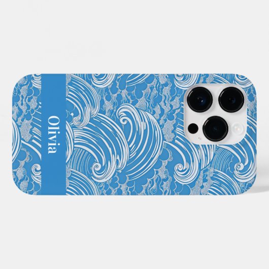 Waves Muster japanischer Name Case-Mate iPhone Hülle (Rückseite (Horizontal))