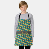 Waves Navy Yellow Minimal Muster Schürze (Getragen)