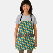 Waves Navy Yellow Minimal Muster Schürze (Insitu)