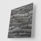 Waves of Gray Marble Black Numbers Quadratische Wanduhr (Winkel)