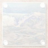 Waves Originale handgemalte Kunst Glasuntersetzer (Rückseite)