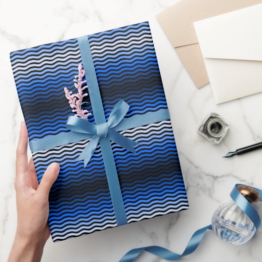 Waves pattern -01 Black BG Geschenkpapier (Schenken)