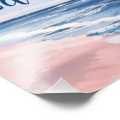 Waves Pink Blue Coastal Beach Gouache Fotodruck (Ecke)