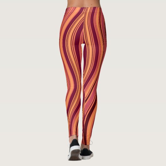 Waves Pink Brown Minimal Muster Leggings (Rückseite)