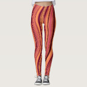 Waves Pink Brown Minimal Muster Leggings (Vorderseite)