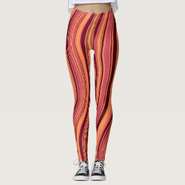 Waves Pink Brown Minimal Muster Leggings