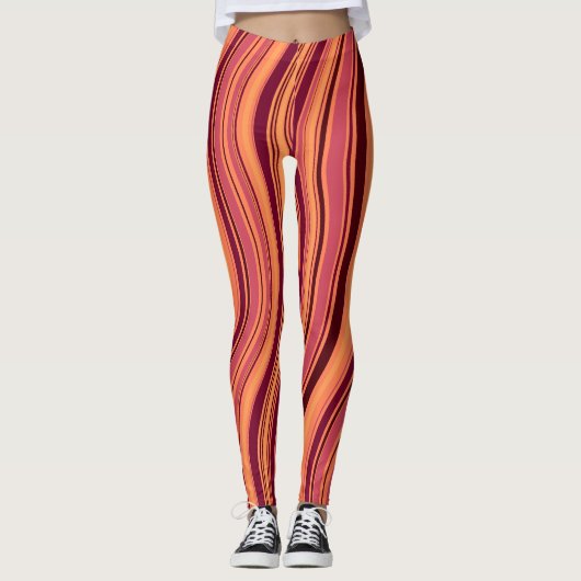 Waves Pink Brown Minimal Muster Leggings (Vorderseite)