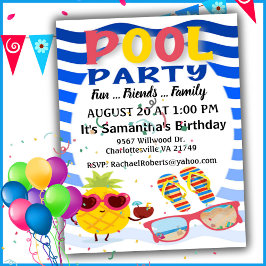 Waves Pool Party Geburtstagseinladung Einladung