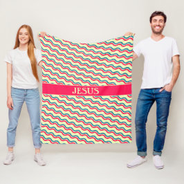 Waves Red Blue Minimal Muster Fleecedecke