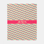 Waves Red Blue Minimal Muster Fleecedecke (Vorderseite)