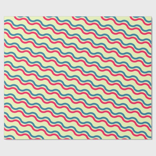 Waves Red Blue Minimal Muster Geschenkpapier (Flach)
