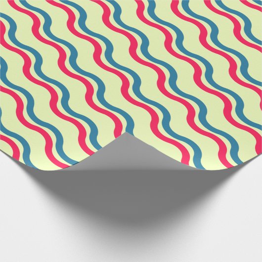 Waves Red Blue Minimal Muster Geschenkpapier (Ecke)