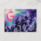 WAVES RED RUBY MONOGRAM Abstrakt Pink Blue Visitenkarte (Rückseite)