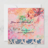 WAVES RUBY, hellrosa, rosa goldfarbene Glitzern Einladung (Vorderseite)