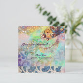 WAVES RUBY, hellrosa, rosa goldfarbene Glitzern Einladung (Stehend Vorderseite)