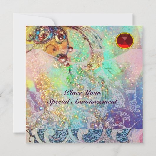 WAVES RUBY, hellrosa, rosa goldfarbene Glitzern Einladung (Rückseite)