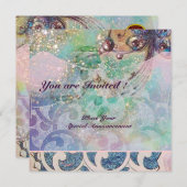 WAVES RUBY, hellrosa, rosa goldfarbene Glitzern Einladung (Vorne/Hinten)