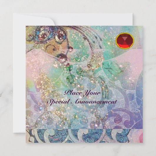 WAVES RUBY, hellrosa, rosa goldfarbene Glitzern Einladung (Rückseite)