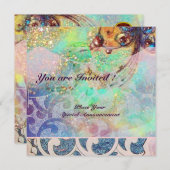 WAVES RUBY, hellrosa, rosa goldfarbene Glitzern Einladung (Vorne/Hinten)