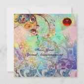 WAVES RUBY, hellrosa, rosa goldfarbene Glitzern Einladung (Rückseite)