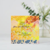 WAVES RUBY, hellrot braun gelb blau pink Einladung (Stehend Vorderseite)