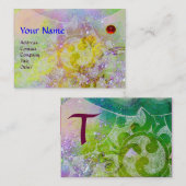 WAVES RUBY MONOGRAM, hellgelb, grün, rosa Visitenkarte (Vorne/Hinten)